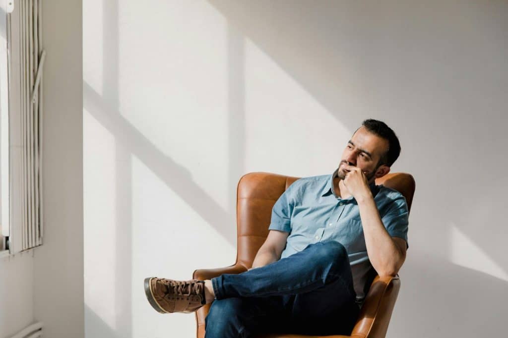 A man sitting at the chair