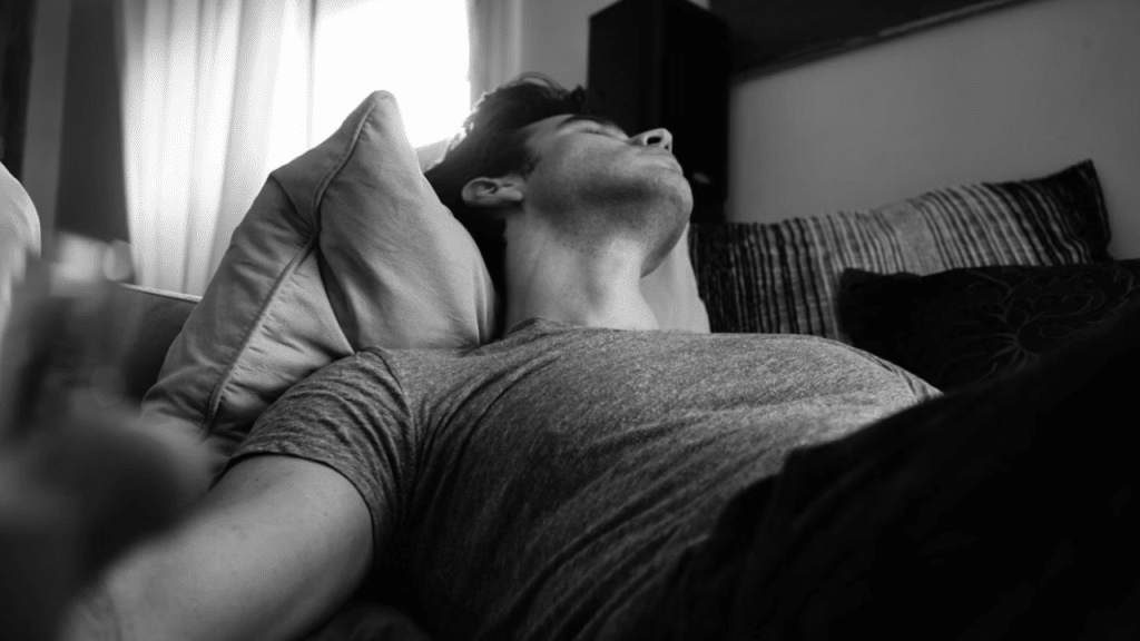 A man sleeping by himself