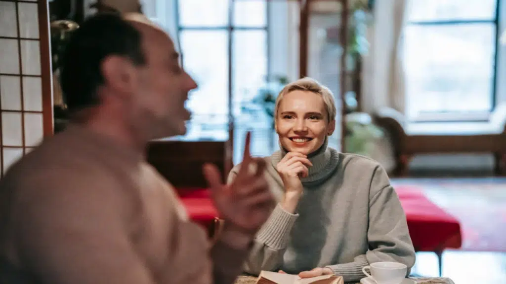 A couple on a coffee date