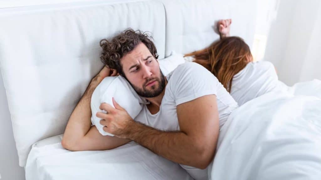 Tired man arguing late at night