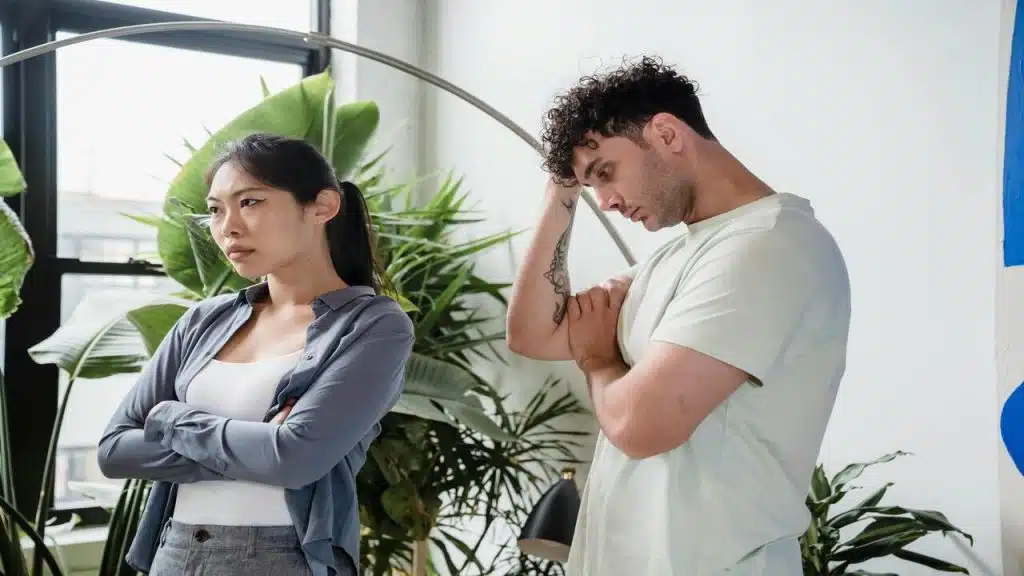 A couple having a serious talk
