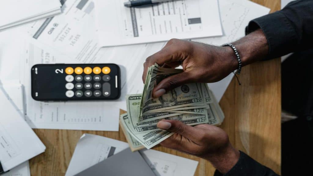 A man counting his money