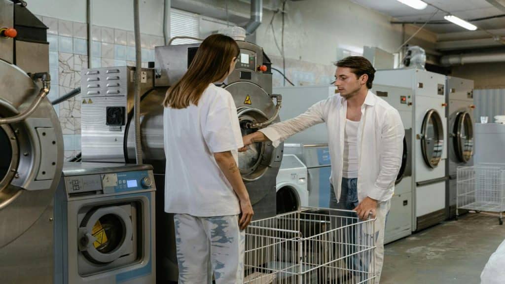 A couple doing the laundry