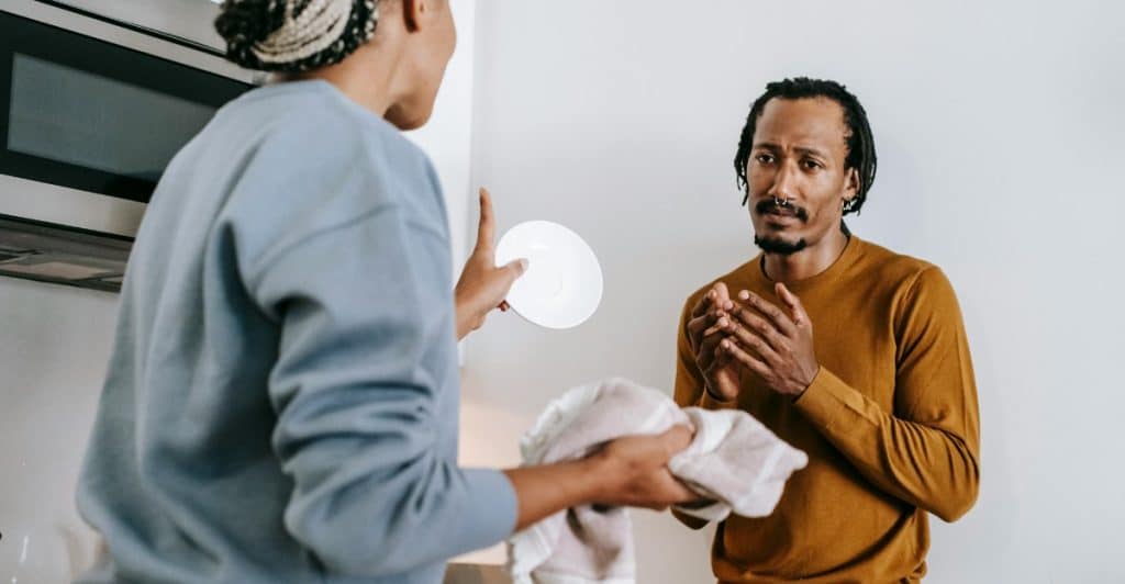 A man and woman having a conflict