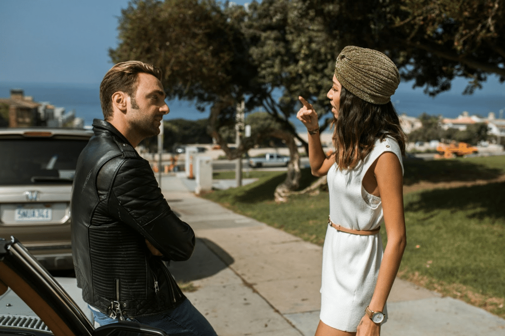 A woman nagging a man