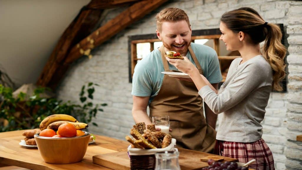A couple having breakfast together