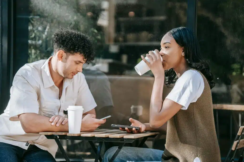 A man and woman outside