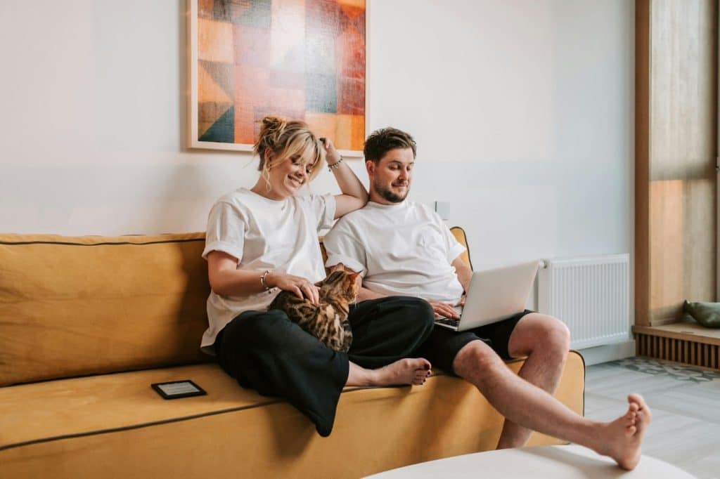 A man and woman at home