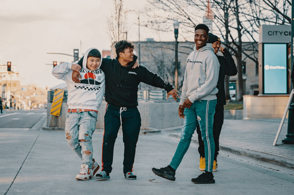 Men walking on the street
