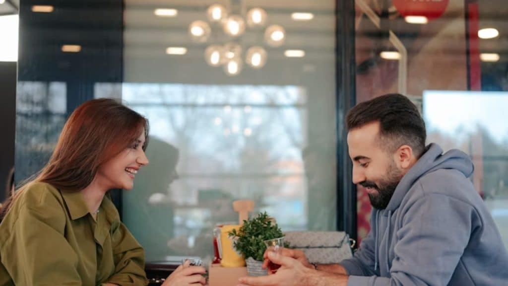 Man sharing his thoughts during an intimate conversation