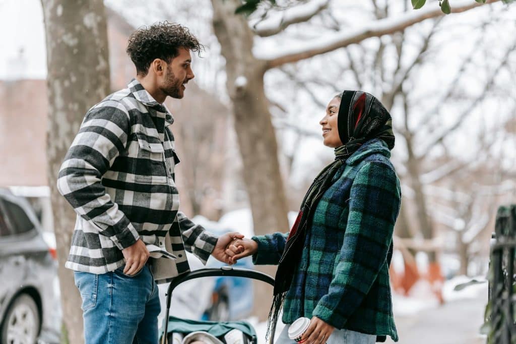 A man and woman having conversation