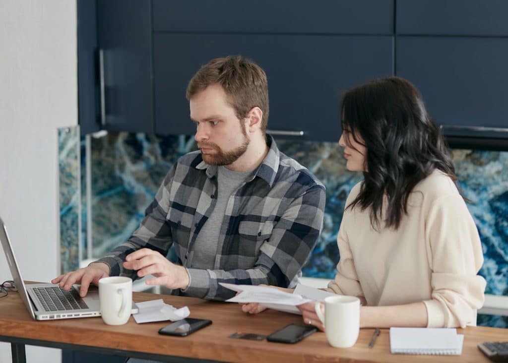 A man and woman working