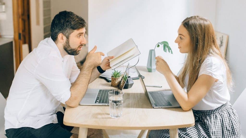 A man and woman having a conversation