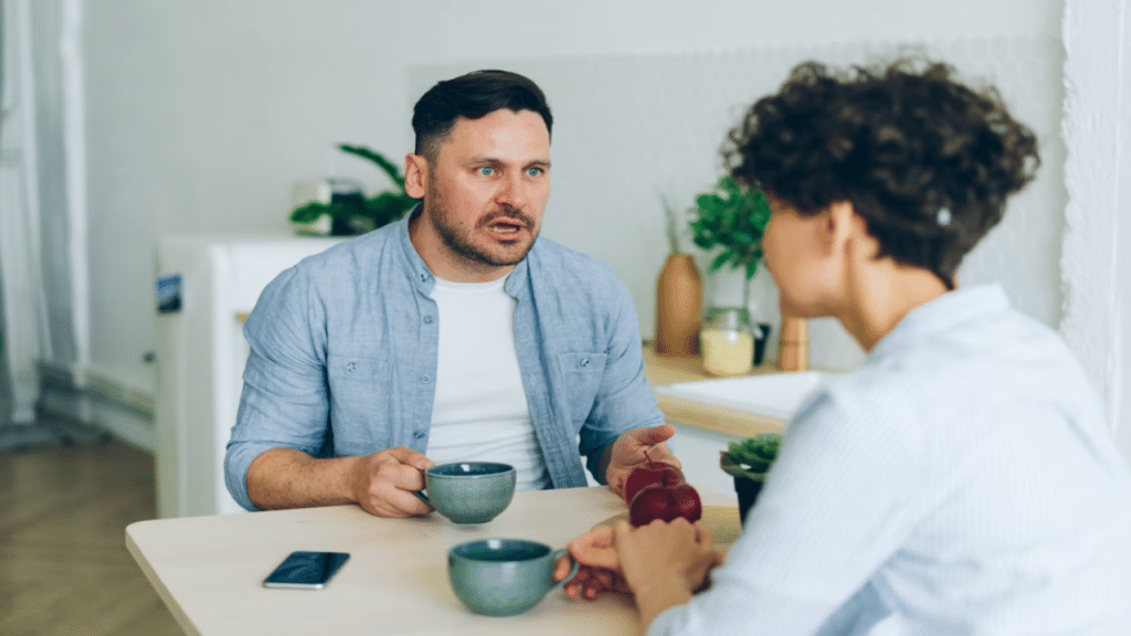 A man yelling at his wife