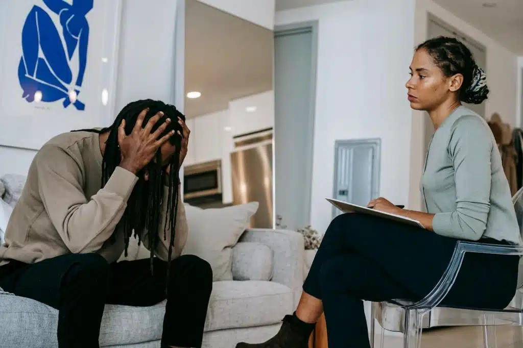A man looking stressed