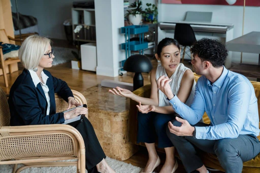 A man and woman seeking help for their relationship