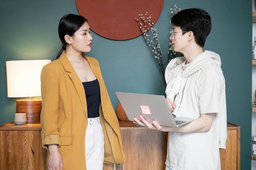A man and a woman having tension between each other