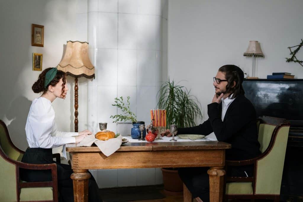 A man and woman having a discussion