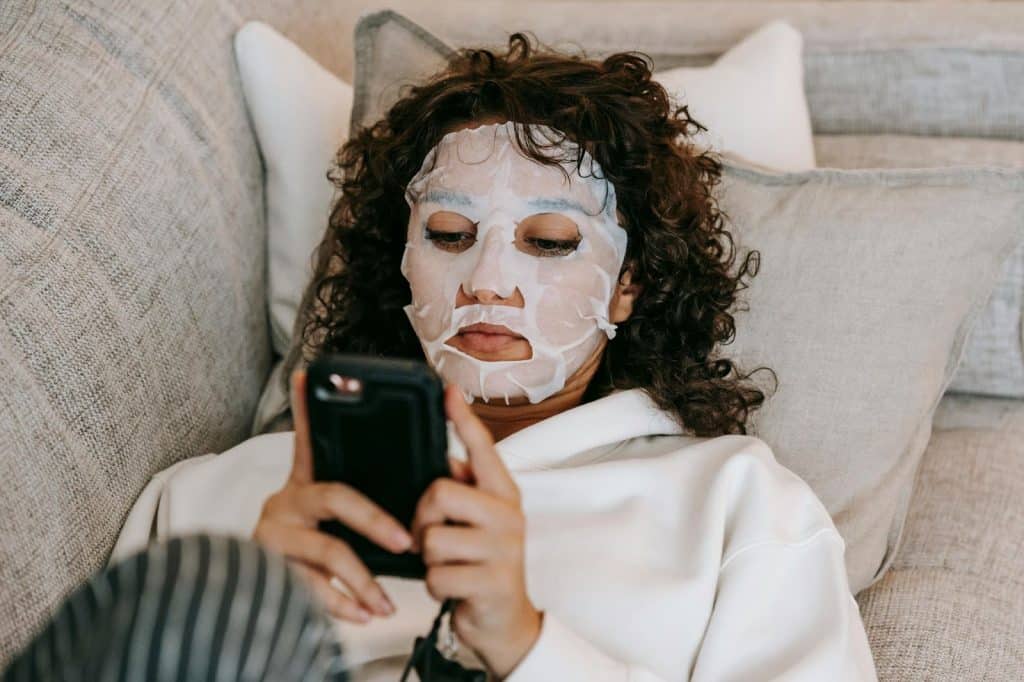 A woman using a phone