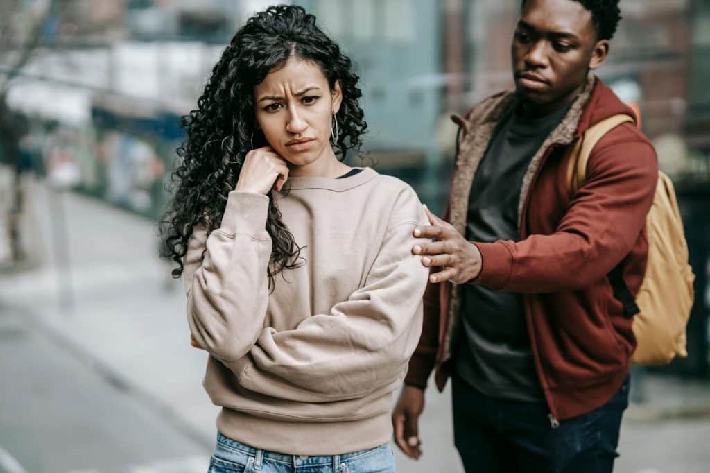 A woman does not want to talk with a man