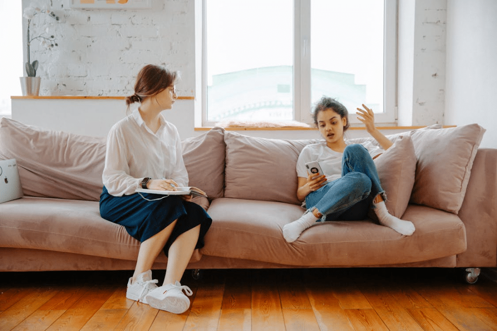 Woman Listening to a Child