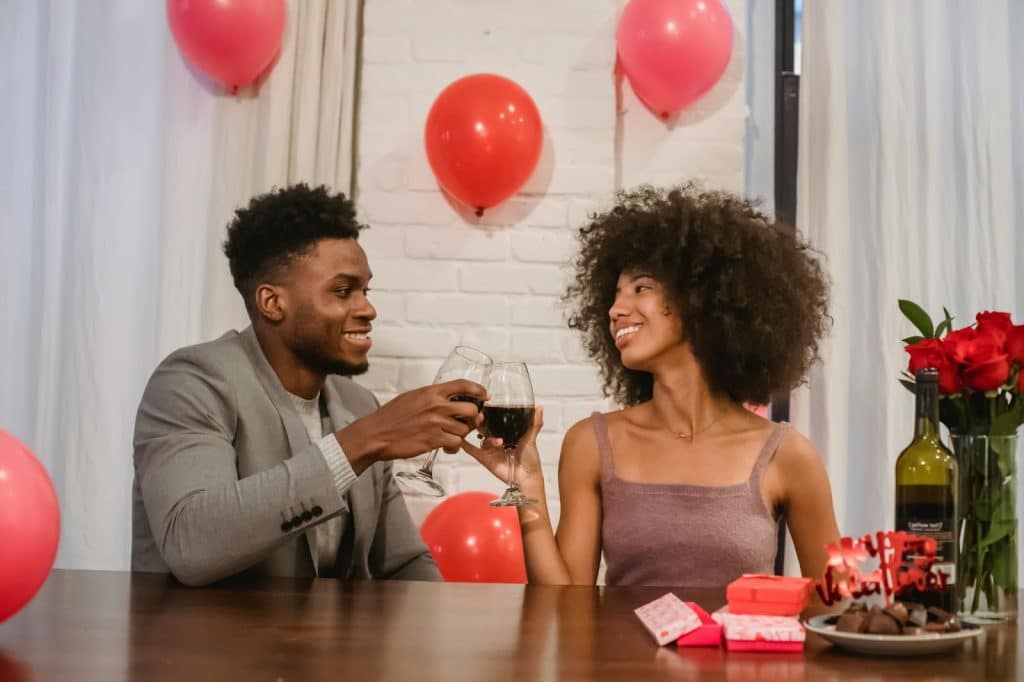 A man and woman having a dinner night
