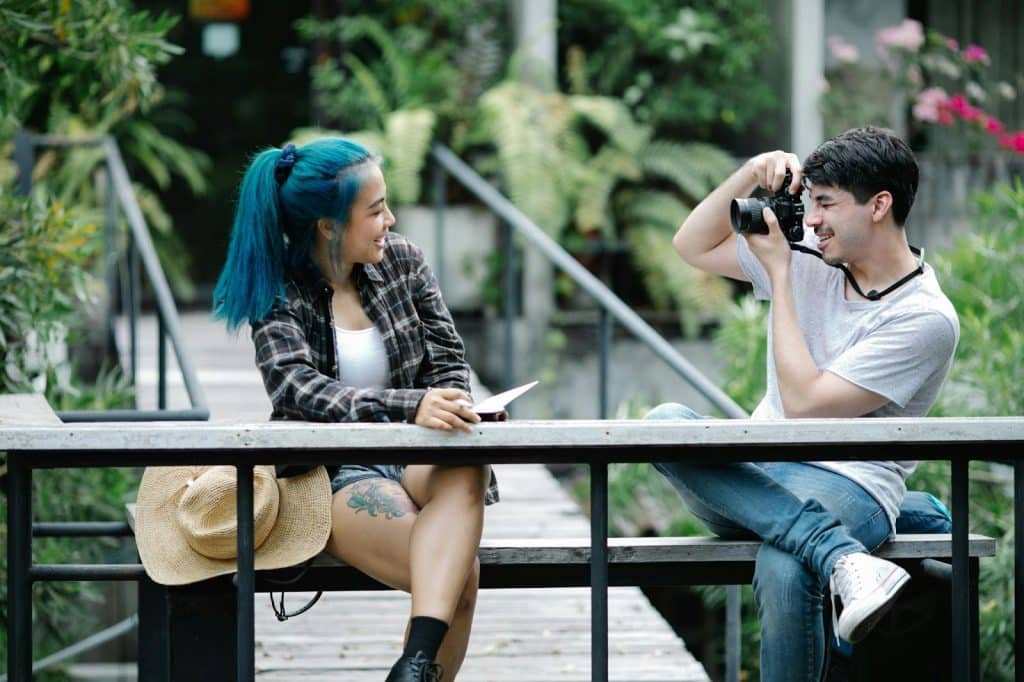 A man and woman having a date