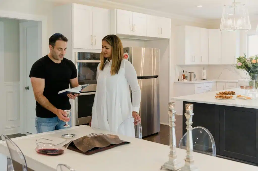 A man and woman together at home