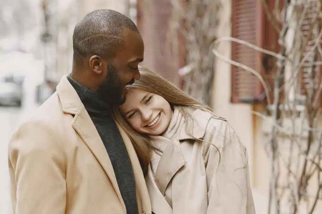 A man and woman being content to each other