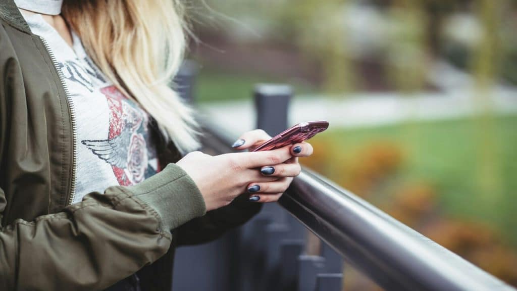 A woman using her phone