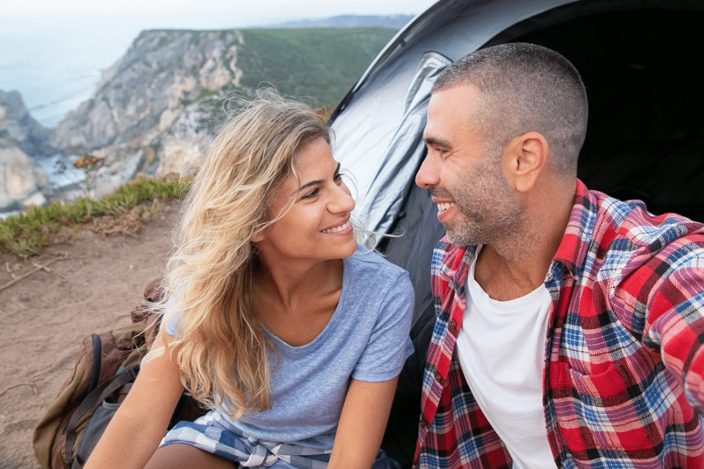 Close-up Shot of a Happy Couple Looking at Each Other