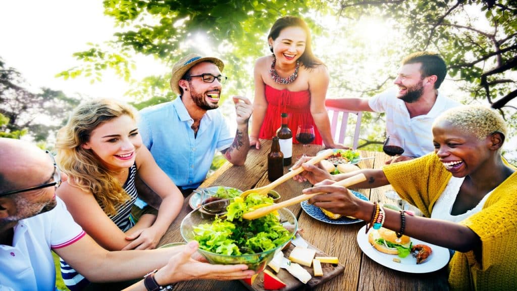 Friends having a meal together