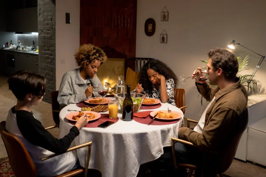 A Family Having Dinner Unhappily