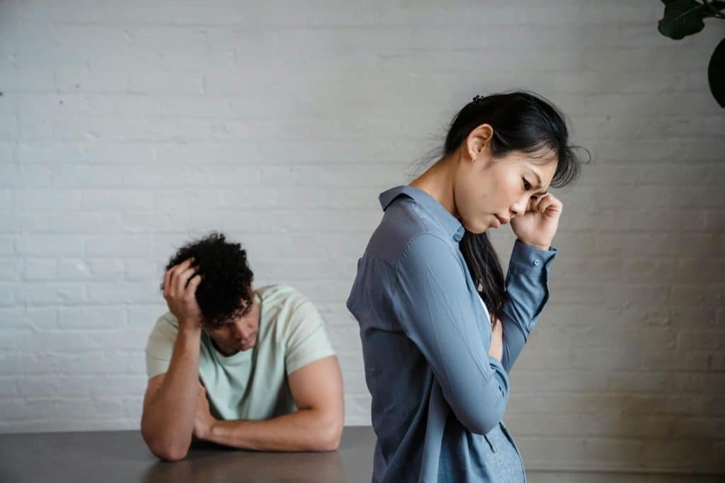 A man and woman not talking