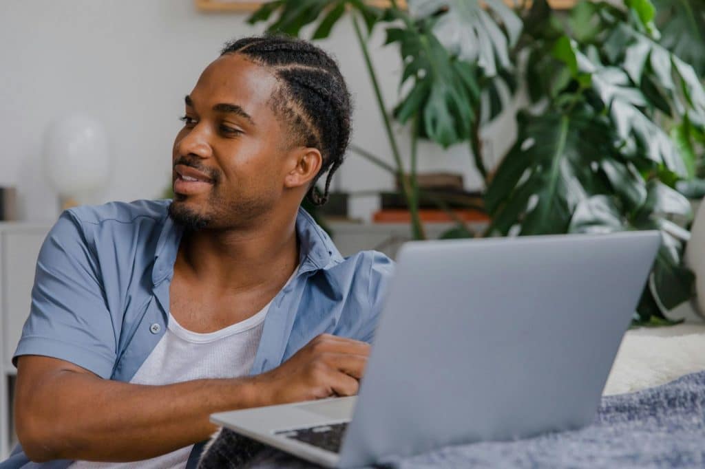 A man using a laptop