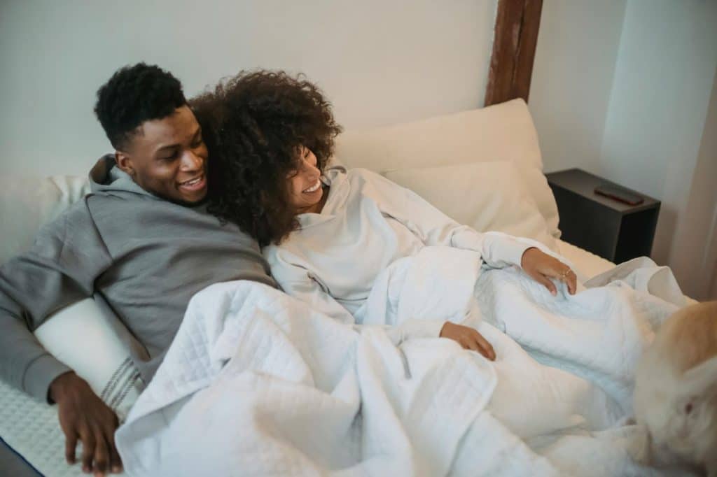 A man and woman having a good time together