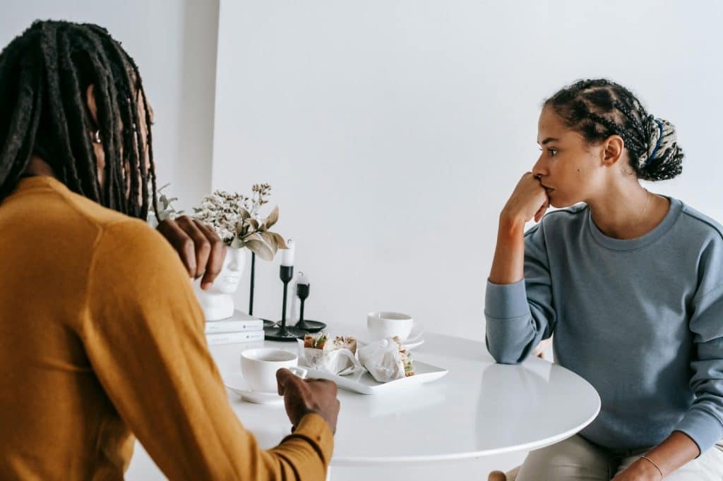 A man and woman not talking