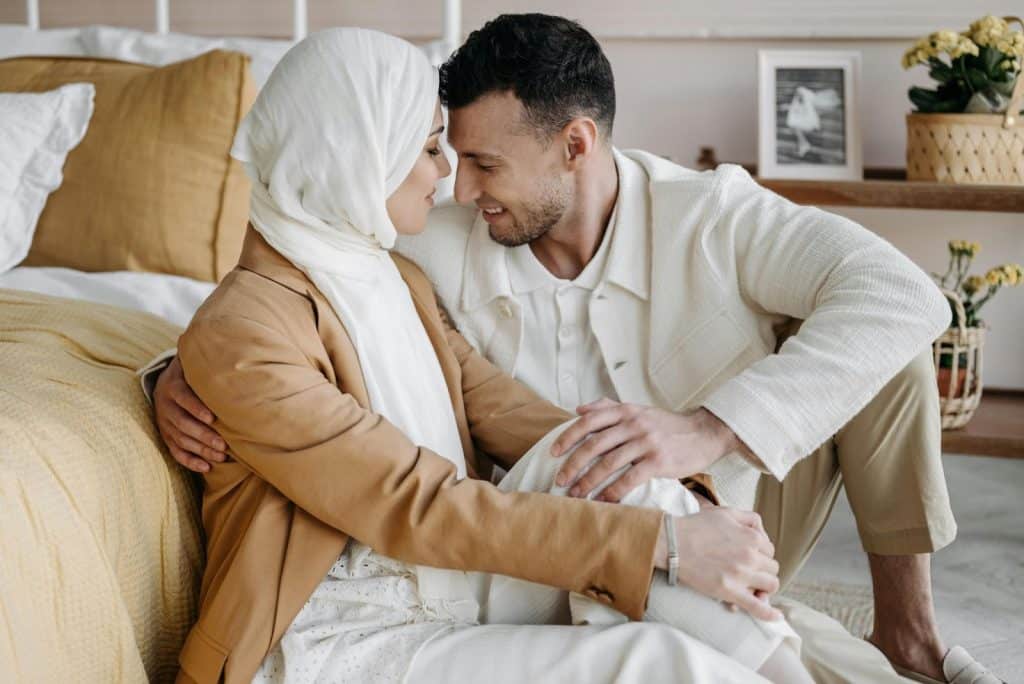 A man and woman close to each other