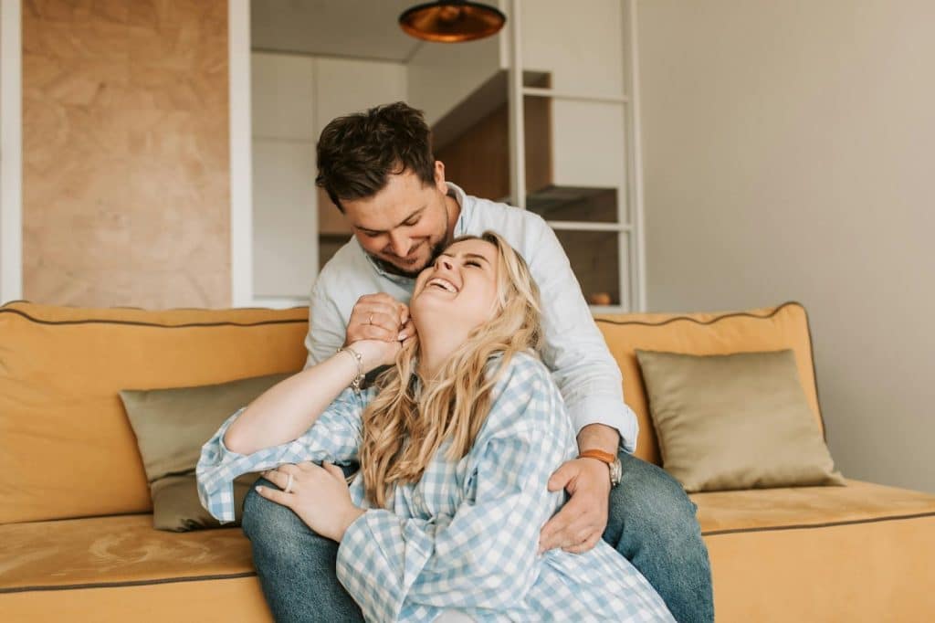 A man and woman having fun