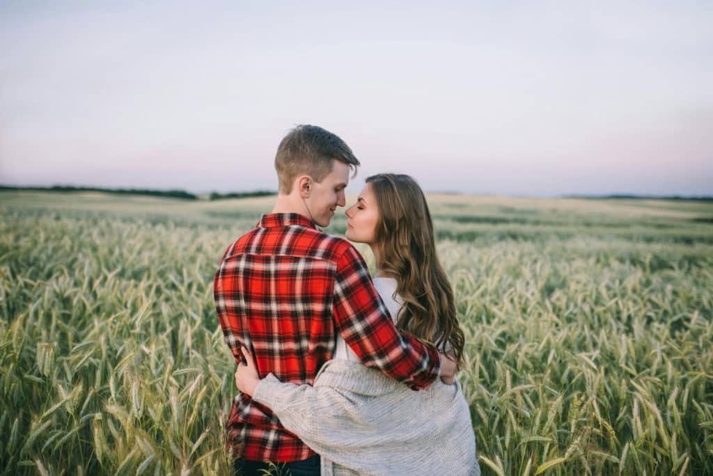 A  man and woman close to each other