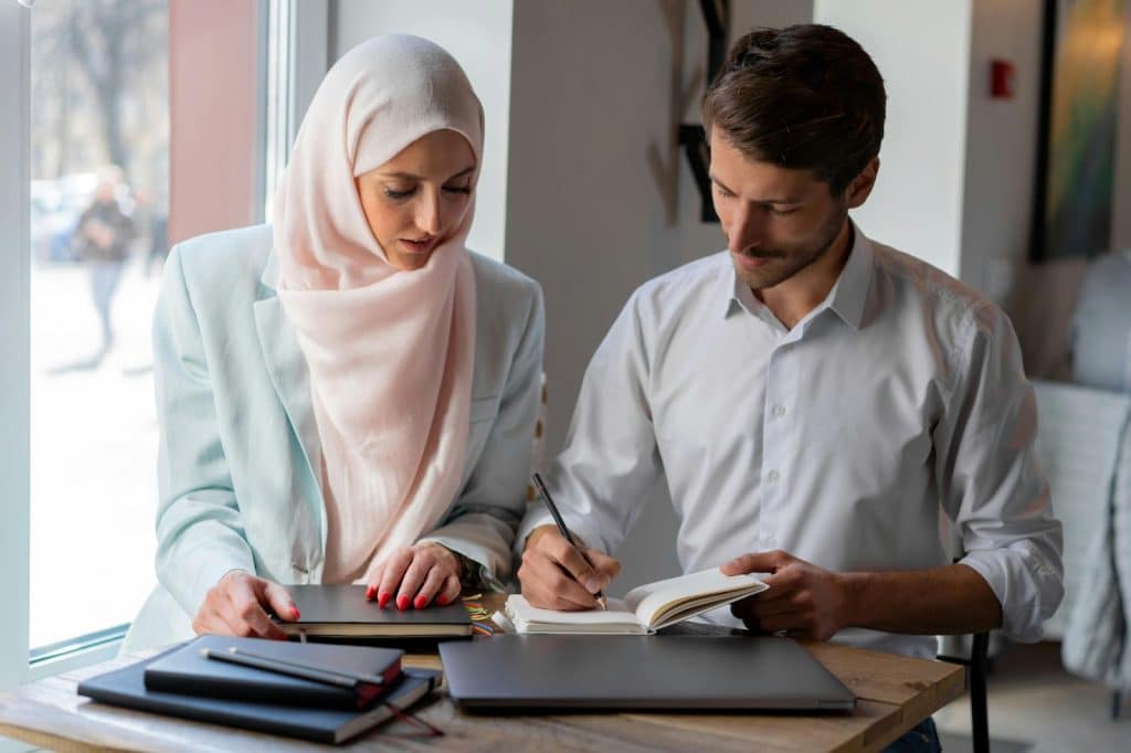 A man and woman having a calm moment