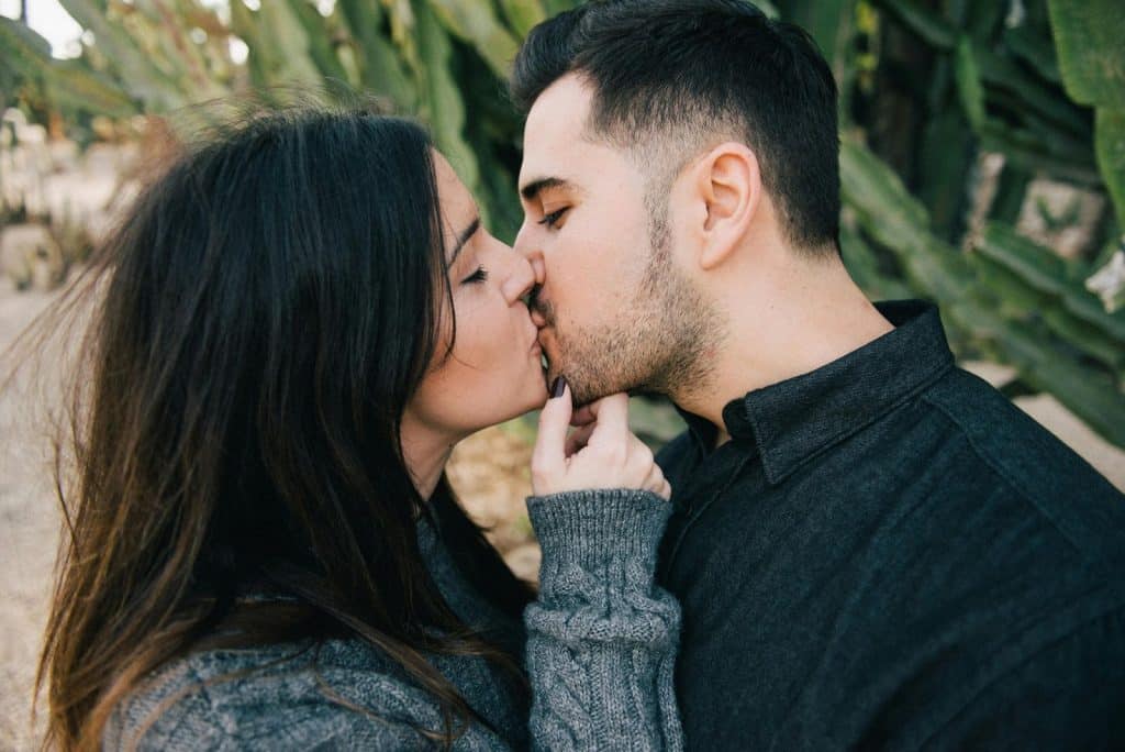 A man and woman kissing