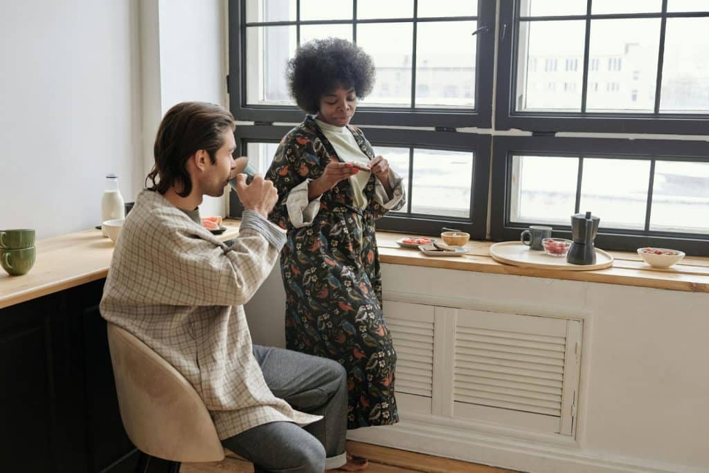 A man and woman having a breakfast together