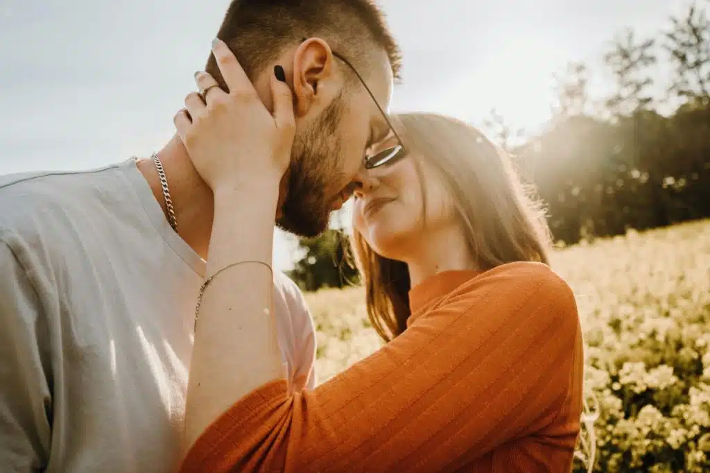 A man and woman kissing