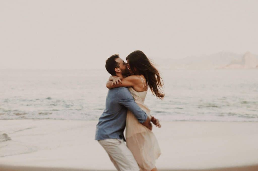 A man and woman at the beach