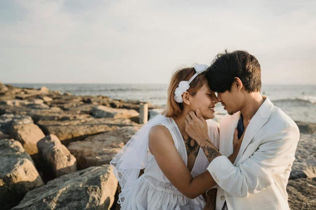 A man and woman kissing