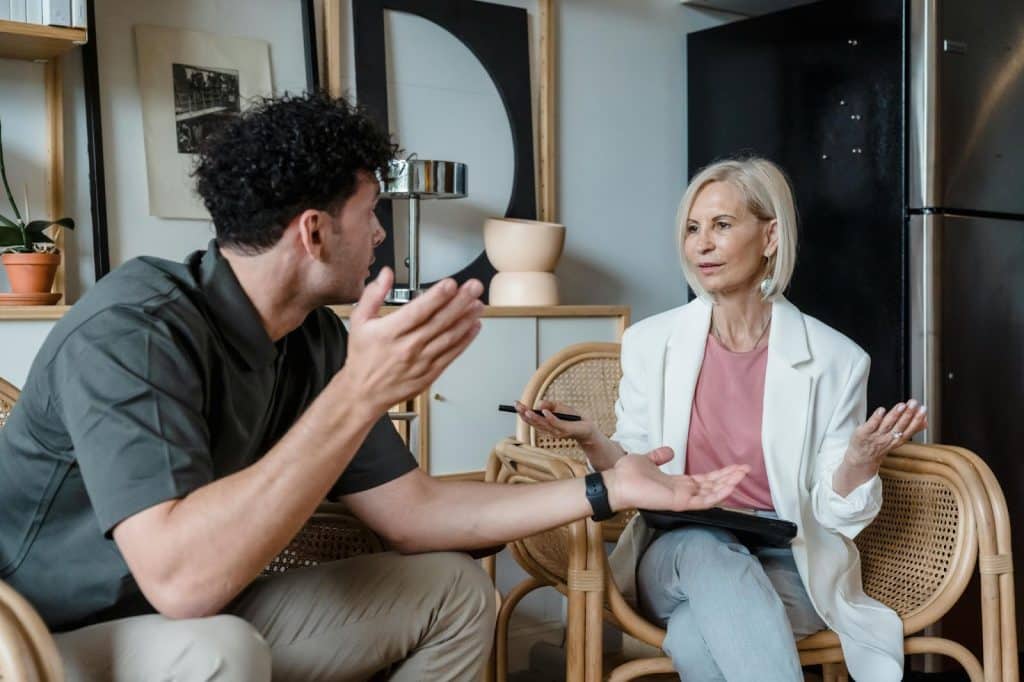 A man arguing with the woman