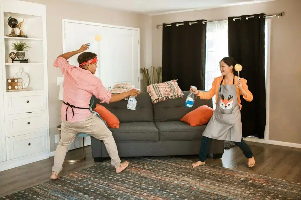 A man and woman playing