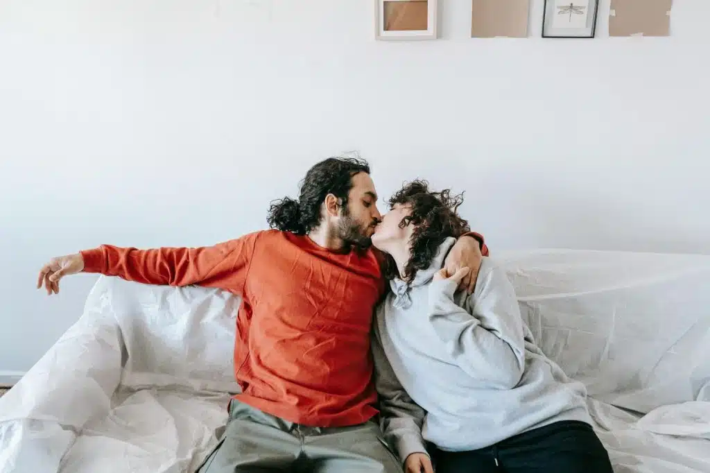 A man and woman kissing