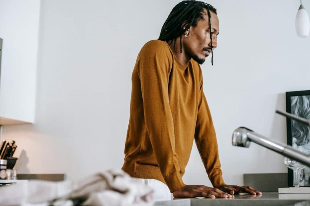 A man being silent and alone